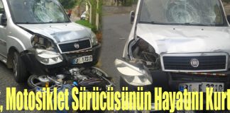 Kask, Motosiklet Sürücüsünün Hayatını Kurtardı!