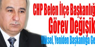 CHP Belen İlçe Başkanlığında Görev Değişikliği