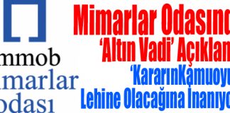 Mimarlar Odasından ‘Altın Vadi’ Açıklaması