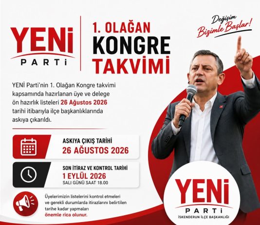 Yeni Parti İskenderun’da Kongre Hazırlığı!